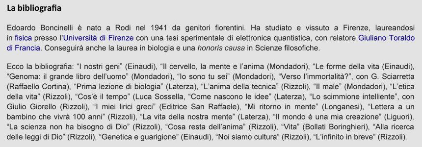 box-Edoardo Boncinelli Bibliografia